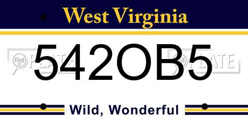 542OB5 West Virginia License Plate