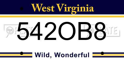 542OB8 West Virginia License Plate