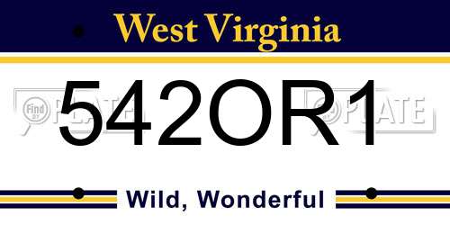 542OR1 West Virginia License Plate