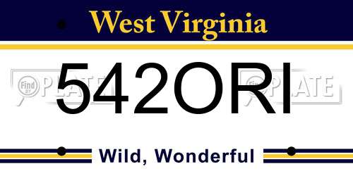 542ORI West Virginia License Plate