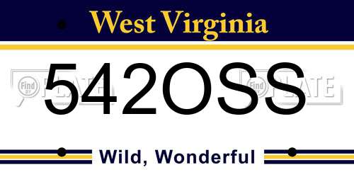 542OSS West Virginia License Plate