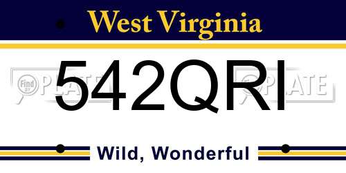 542QRI West Virginia License Plate
