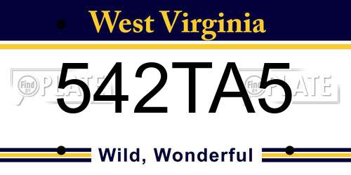 542TA5 West Virginia License Plate