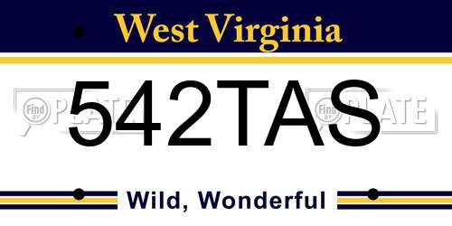 542TAS West Virginia License Plate