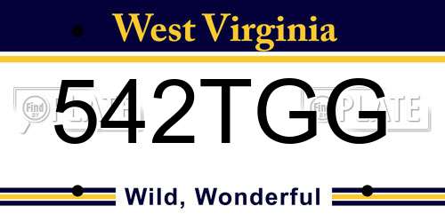 542TGG West Virginia License Plate
