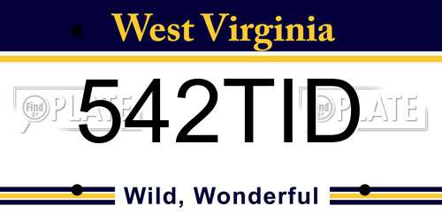 542TID West Virginia License Plate