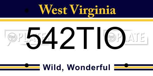 542TIO West Virginia License Plate