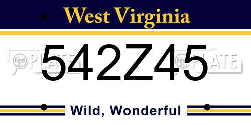 542Z45 West Virginia License Plate