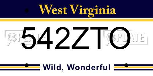542ZTO West Virginia License Plate