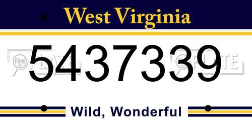 5437339 West Virginia License Plate