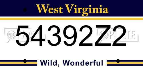54392Z2 West Virginia License Plate