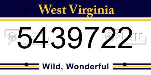 5439722 West Virginia License Plate