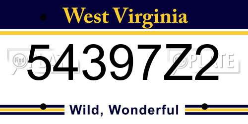 54397Z2 West Virginia License Plate