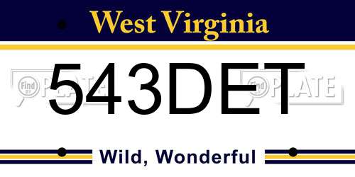 543DET West Virginia License Plate
