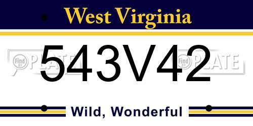 543V42 West Virginia License Plate