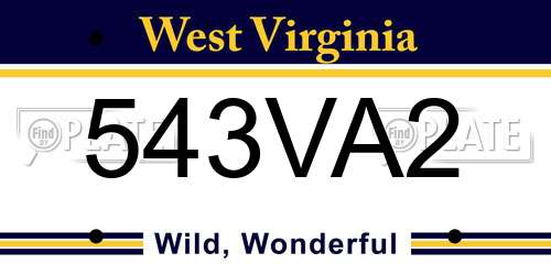 543VA2 West Virginia License Plate