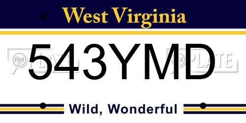 543YMD West Virginia License Plate