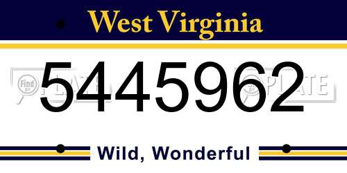 5445962 West Virginia License Plate
