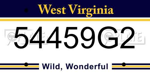 54459G2 West Virginia License Plate