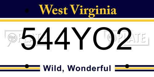 544YO2 West Virginia License Plate