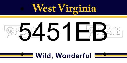 5451EB West Virginia License Plate