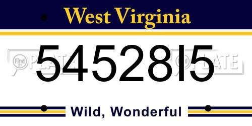 54528I5 West Virginia License Plate
