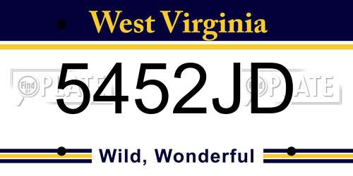 5452JD West Virginia License Plate