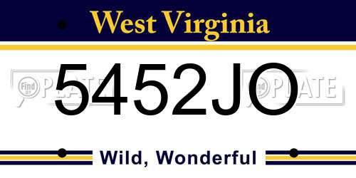 5452JO West Virginia License Plate