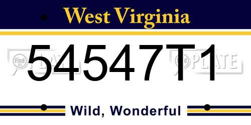 54547T1 West Virginia License Plate