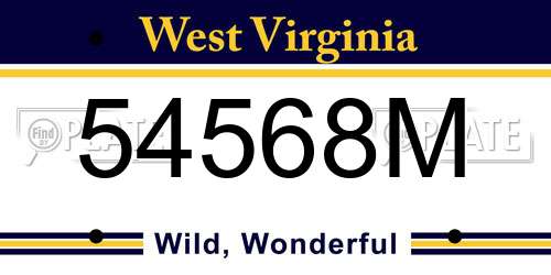 54568M West Virginia License Plate