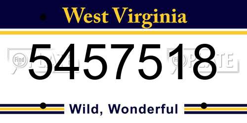5457518 West Virginia License Plate
