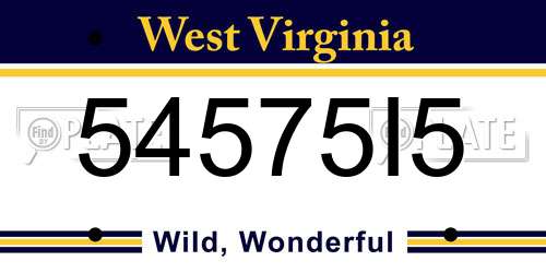 54575I5 West Virginia License Plate