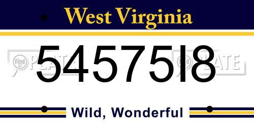 54575I8 West Virginia License Plate