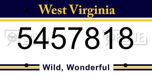 5457818 West Virginia License Plate