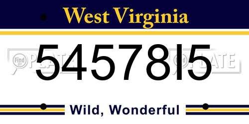 54578I5 West Virginia License Plate
