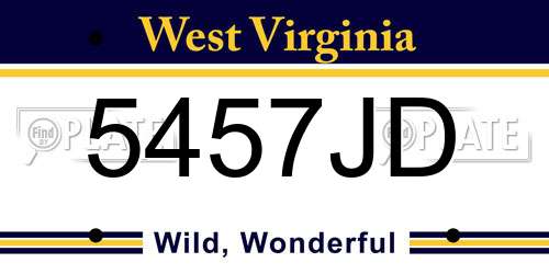 5457JD West Virginia License Plate