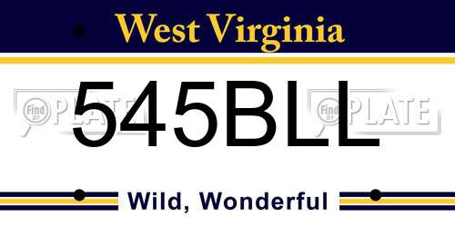545BLL West Virginia License Plate