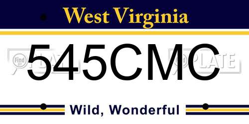 545CMC West Virginia License Plate