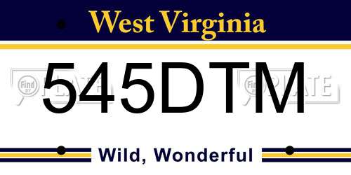 545DTM West Virginia License Plate