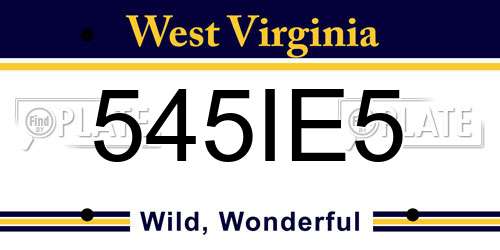 545IE5 West Virginia License Plate