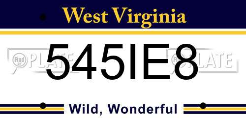 545IE8 West Virginia License Plate