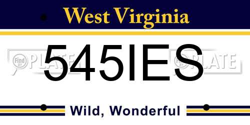 545IES West Virginia License Plate