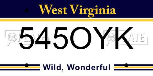 545OYK West Virginia License Plate