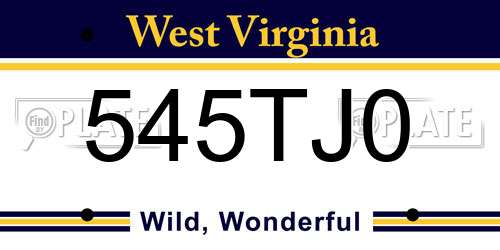 545TJ0 West Virginia License Plate