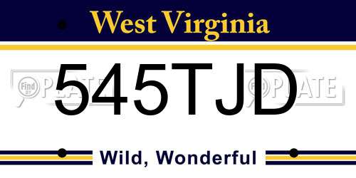545TJD West Virginia License Plate