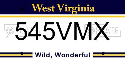 545VMX West Virginia License Plate