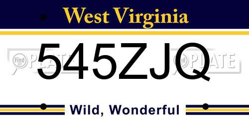 545ZJQ West Virginia License Plate