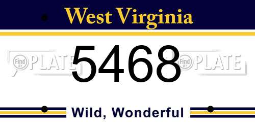 5468 West Virginia License Plate