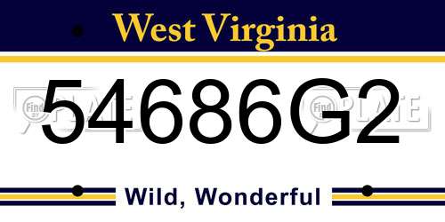 54686G2 West Virginia License Plate