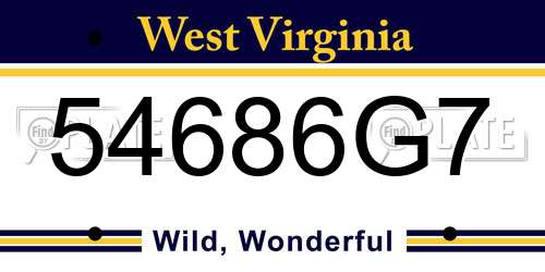 54686G7 West Virginia License Plate
